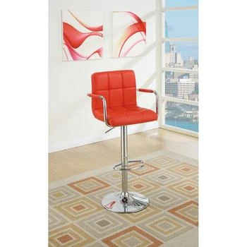 Simplie Fun | Contemporary Style Red Faux Leather Barstool Counter Height Chairs Set of 2 Adjustable Height Kitchen Island Stools,商家Premium Outlets,价格¥2317