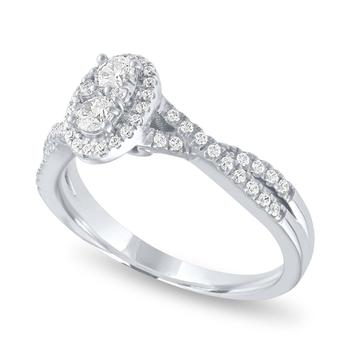 商品Macy's | Diamond Oval Halo Ring (1/2 ct. t.w.) in 14k White Gold,商家Macy's,价格¥10755图片