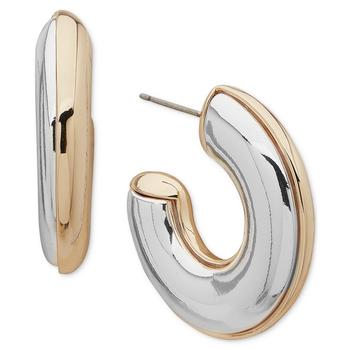 Anne Klein | Two-Tone Medium C Hoop Earrings, 1.1"商品图片,