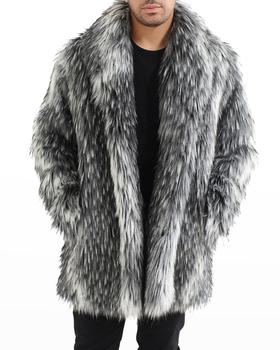 推荐Men's Shawl Collar Faux Fur Coat商品