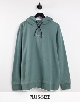 ck卫衣多少钱, Calvin Klein | Calvin Klein Big & Tall Exclusive to Asos centre logo hoodie in green商品图片 7折