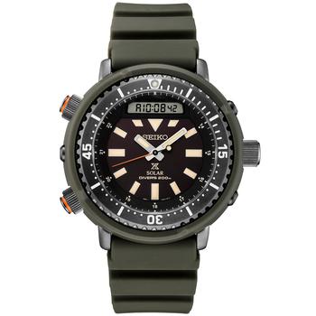商品Seiko | Men's Analog-Digital Prospex Diver Solar Black Rubber Strap Watch 47.8mm,商家Macy's,价格¥3936图片