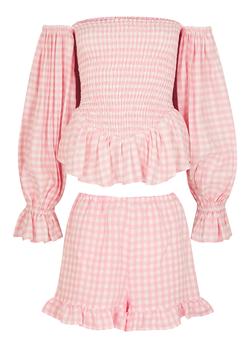 商品Atlanta pink gingham top and shorts set图片
