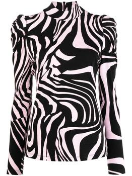 Diane von Furstenberg | Women Doha Zebra Bark Giant Mock Neck Top Sweater In Misty Pink商品图片,5.8折