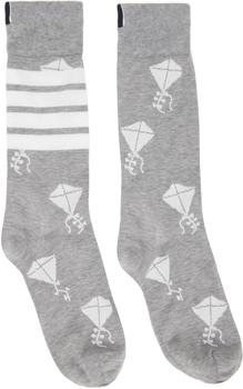 商品Grey 4-Bar Stripe Kite Icon Socks图片