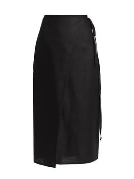 推荐Linen Wrap-Front Midi-Skirt商品