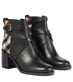 burberry鞋, Burberry | Archive Check leather ankle boots商品图片 