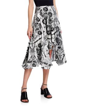 CAROLINE CONSTAS是什么牌子, CAROLINE CONSTAS | Flounce Paisley Silk Midi Skirt商品图片 4.8折