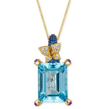 商品Multi-Gemstone (12-1/2 ct. t.w.) & Diamond (1/10 ct. t.w.) Butterfly 20" Adjustable Pendant Necklace in 14k Gold,商家Macy's,价格¥33577图片