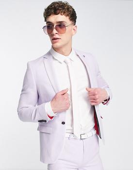 推荐Twisted Tailor wair skinny fit suit jacket in light purple商品