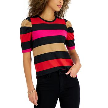 Charter Club | Women's Striped Puff-Sleeve Top, Created for Macy's商品图片,额外7折, 额外七折