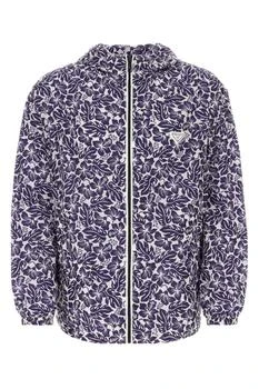 Prada | Prada Floral-Printed Zipped Hooded Jacket 7.6折