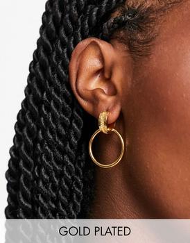 商品Orelia 18K gold chain interlocking hoop earrings图片