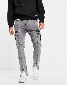 ASOS | ASOS DESIGN skinny jeans in grey with cargo detail商品图片,