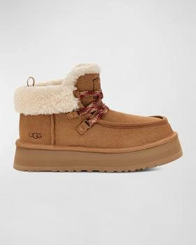 UGG | Funkarra Suede Shearling Lace-Up Booties 