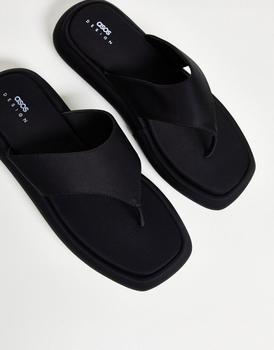 ASOS | ASOS DESIGN chunky flip flops in black neoprene商品图片,6.5折