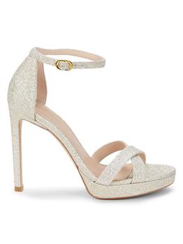 stuart weitzman凉鞋马丁靴, Stuart Weitzman | Nudist Disco Glitter Stiletto Sandals商品图片 4.3折
