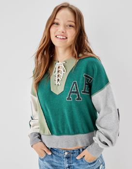 推荐AE Lace-Up Patchwork Sweatshirt商品