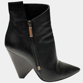 圣罗兰鞋, [二手商品] Yves Saint Laurent | Saint Laurent Paris Black Leather Niki 85 Asymmetric Boots Size EU 40商品图片 