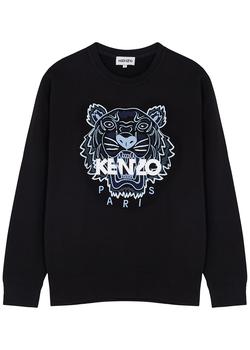 推荐Black tiger-embroidered cotton sweatshirt商品