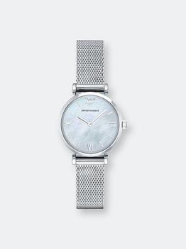 Emporio Armani | Emporio Armani Women's Gianni T-Bar AR1955 Silver Stainless-Steel Japanese Quartz Fashion Watch Silver (Grey) ONE SIZE商品图片,额外9.5折, 额外九五折