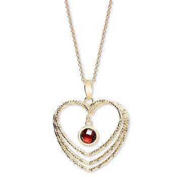 商品Macy's | Garnet Orbital Triple Heart Pendant Necklace (1-1/10 ct. t.w.) in 14k Gold-Plated Sterling Silver, 18" + 2" extender,商家Macy's,价格¥1921图片