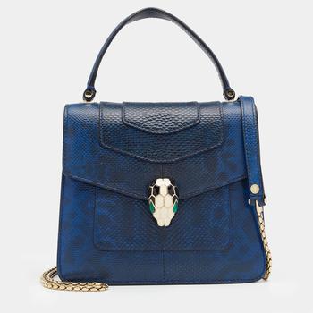 [二手商品] BVLGARI | Bvlgari Blue Karung Serpenti Forever Flap Top Handle Bag商品图片,7.9折, 满$1200减$150, 满减