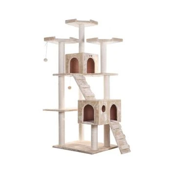 Macy's | 74" Multi-Level Real Wood Cat Tree With Scratching Posts,商家Macy's,价格¥2060
