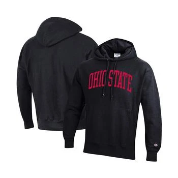 CHAMPION | Men's Black Ohio State Buckeyes Big and Tall Reverse Weave Fleece Pullover Hoodie Sweatshirt 