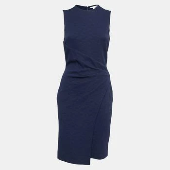 推荐Diane Von Furstenberg Blue Textured Jersey Ruched Midi Dress S商品