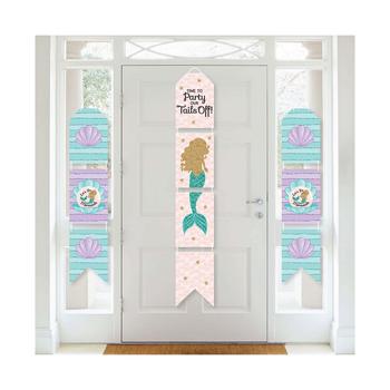 商品Let's Be Mermaids - Hanging Vertical Paper Door Banners - Baby Shower or Birthday Party Wall Decoration Kit - Indoor Door Decor图片