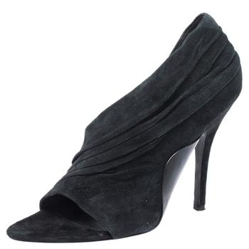 alexander wang鞋真假, [二手商品] Alexander Wang | Alexander Wang Black Ruched Suede Maja Open Toe Sandals Size 39商品图片 3.9折