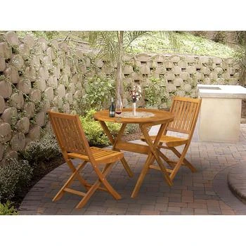 East West Furniture | 3-Pc Patio Table Set Consists of a Wooden Folding Table and 2 Folding Patio Chairs Ideal for Garden, Terrace, Bistro, and Porch - Natural Oil Finish,商家Premium Outlets,价格¥1647