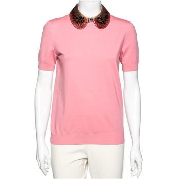 lv女装, [二手商品] Louis Vuitton | Louis Vuitton Pink Wool Embellished Collar Detailed Top S商品图片 3.3折