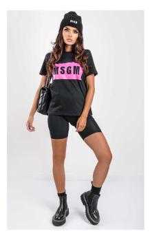 MSGM | MSGM 女士黑色棉质短袖T恤 3341MDM520-227798-99商品图片,独家减免邮费