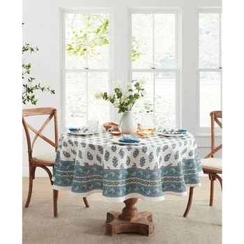 Elrene | Tropez Block Print Stain Water Resistant Indoor and Outdoor Tablecloth, 70" x,商家Macy's,价格¥199