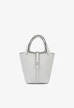 Hermes | Picotin Lock 18 in New White Clemence with Palladium Hardware 