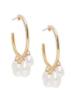 Saks Fifth Avenue | 14K Yellow old & 4.5-55MM Freshwater Pearl Half Hoop Earrings,商家Saks OFF 5TH,价格¥4079