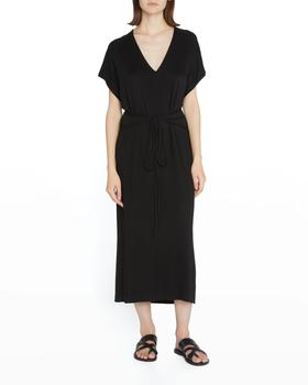 vince dress, Vince | Double V-Neck Belted Midi Dress商品图片 