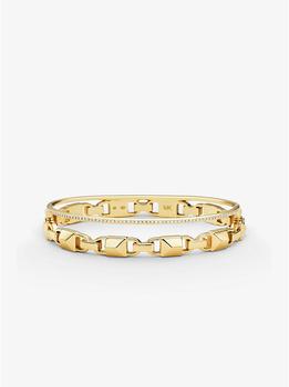 michael kors mercer, Michael Kors | Precious Metal-Plated Sterling Silver Mercer Link Pavé Halo Bangle商品图片 5.3折