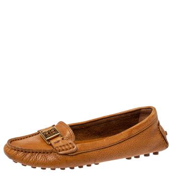 推荐Tory Burch Brown Leather Driving Loafers Size 36.5商品