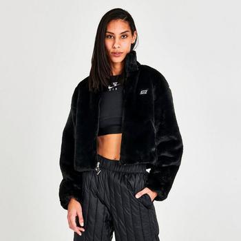 推荐Women's Nike Sportswear Swoosh Icon Clash Faux Fur Full-Zip Jacket商品