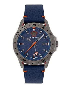 Versace | Sport Tech GMT Leather Watch 3.7折×额外9折, 独家减免邮费, 额外九折