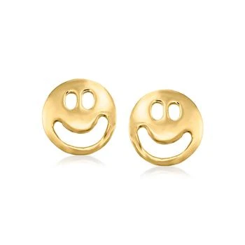 RS Pure | RS Pure by Ross-Simons 14kt Yellow Gold Smiley Face Stud Earrings,商家Premium Outlets,价格¥863