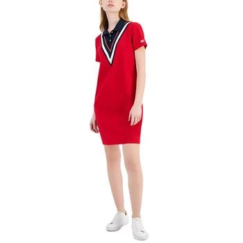 Tommy Hilfiger Women's Chevron Colorblocked Polo Dress