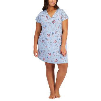 Charter Club | Plus Size Lace-Trim Floral Chemise, Created for Macy's商品图片,4折