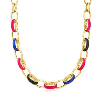Ross-Simons | Ross-Simons Italian Multicolored Enamel Cable-Link Necklace in 18kt Gold Over Sterling 3.3折, 独家减免邮费
