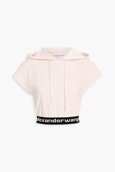 alexander wang卫衣, Alexander Wang | Cropped cotton-blend velvet hoodie商品图片 4.9折