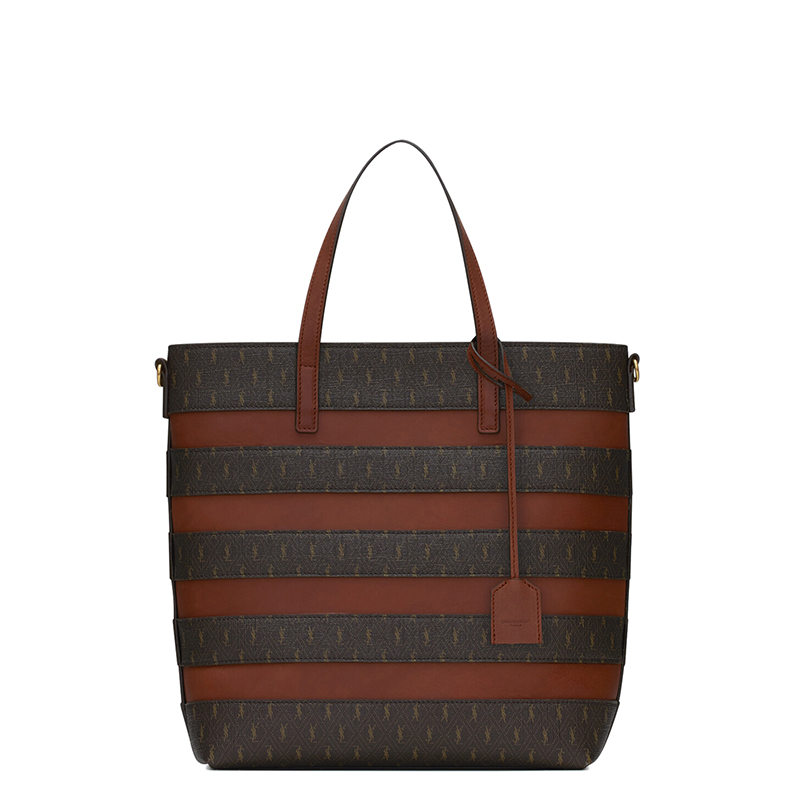 圣罗兰反转巴黎手提包, Yves Saint Laurent |  SAINT LAURENT PARIS/圣罗兰 YSL 秋冬新款 MONOGRAMME系列 女士栗色徽标印花帆布条纹皮革单肩斜挎手提购物包6003072UY3W2166商品图片 7.5折×额外9.5折, 包邮包税, 额外九五折