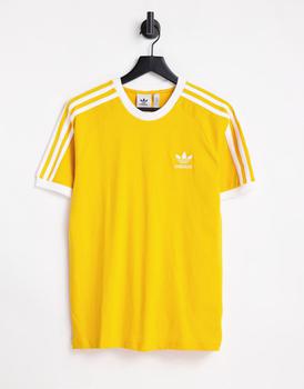 推荐adidas Originals adicolor three stripe t-shirt in yellow商品